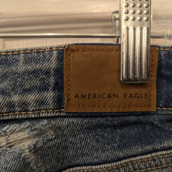 American Eagle Mom short distress ripped blue beach boho jean denim Short sz 6 t - Picture 7 of 8